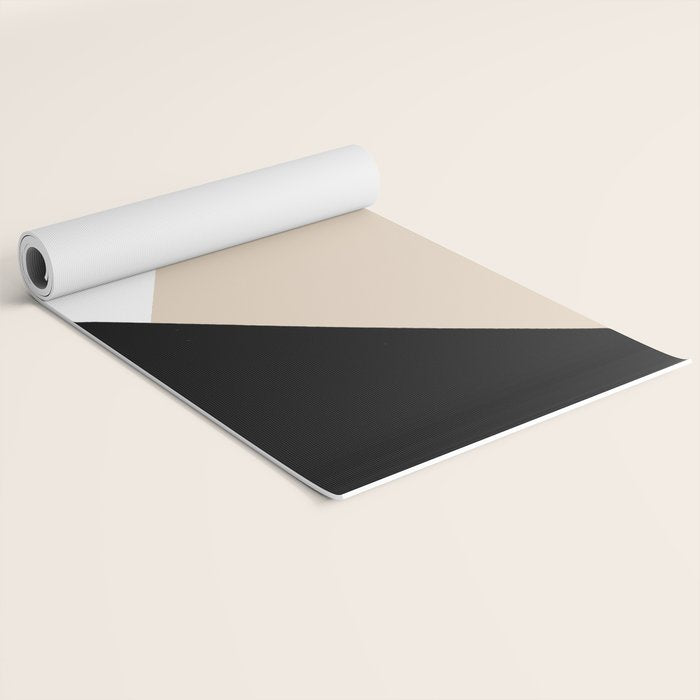Black white and sand minimalist art Yoga Mat Gallery Image 2