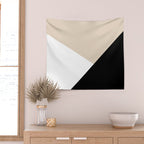 Black white and sand minimalist art Wall Tapestry Gallery Image 2