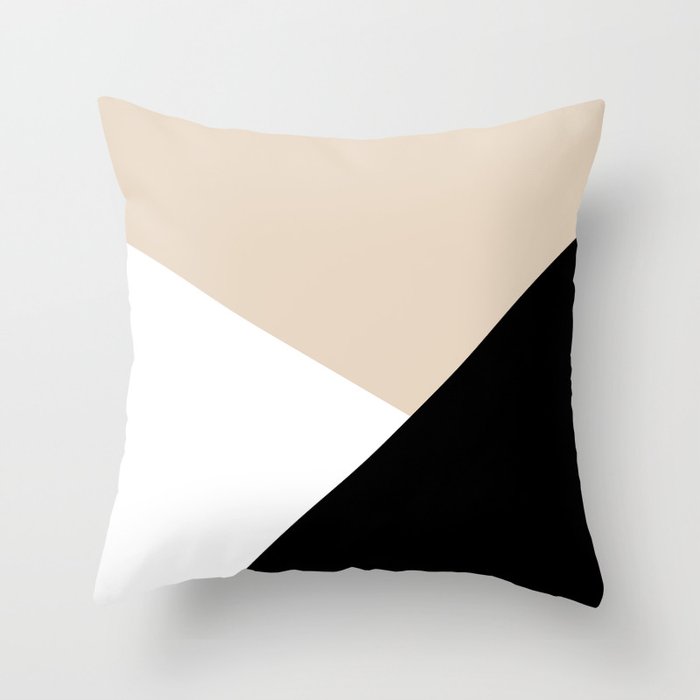 Black white and sand minimalist art Throw Pillow Gallery Image 6