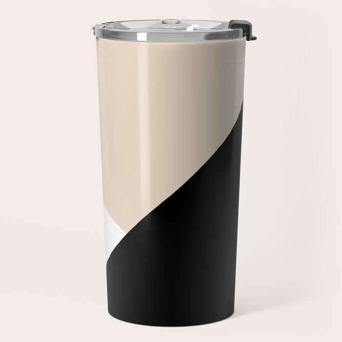 Black white and sand minimalist art Travel Mug Gallery Image 2