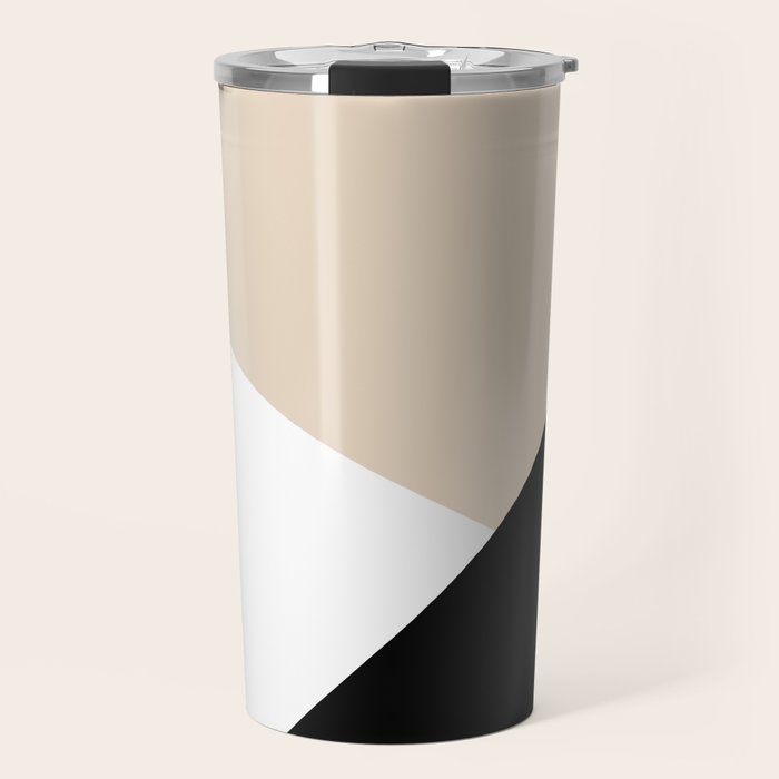 Black white and sand minimalist art Travel Mug Gallery Image 1