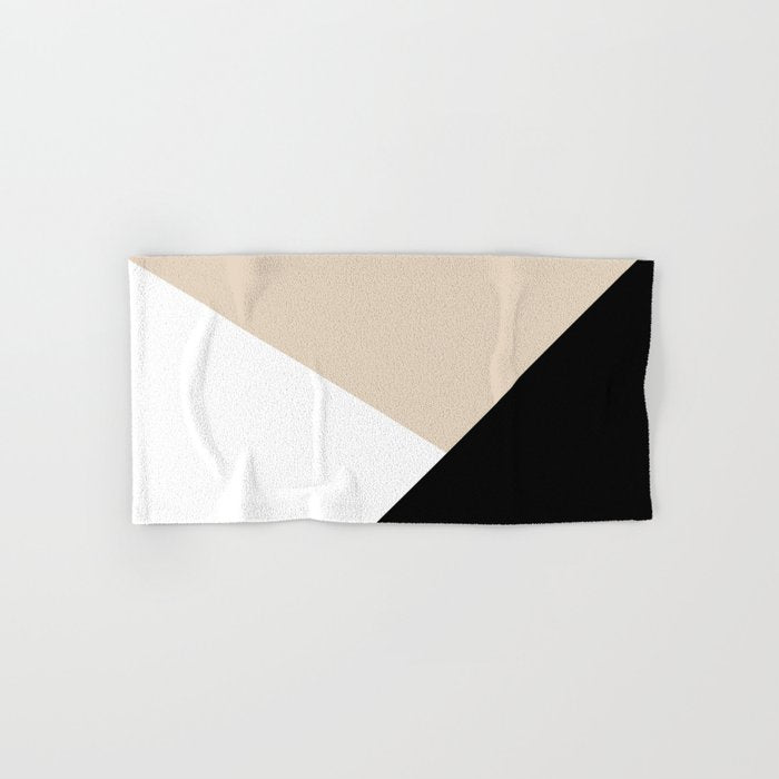 Black white and sand minimalist art Bath Towel Gallery Image 1
