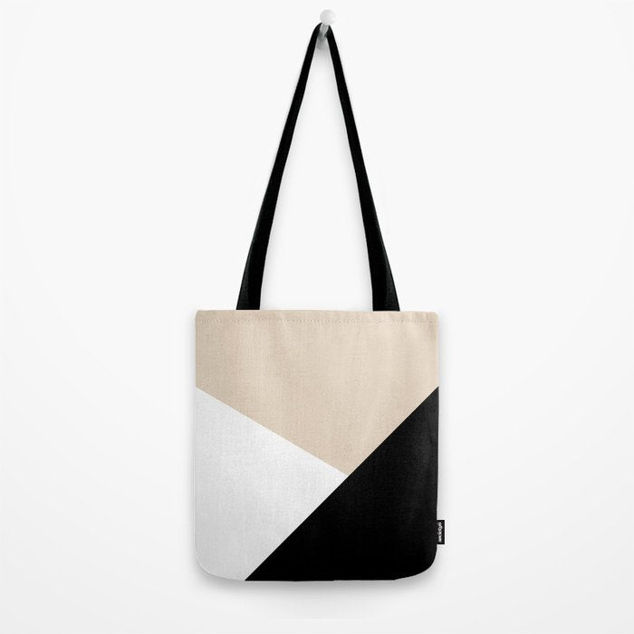 Black white and sand minimalist art Tote Bag Gallery Image 2