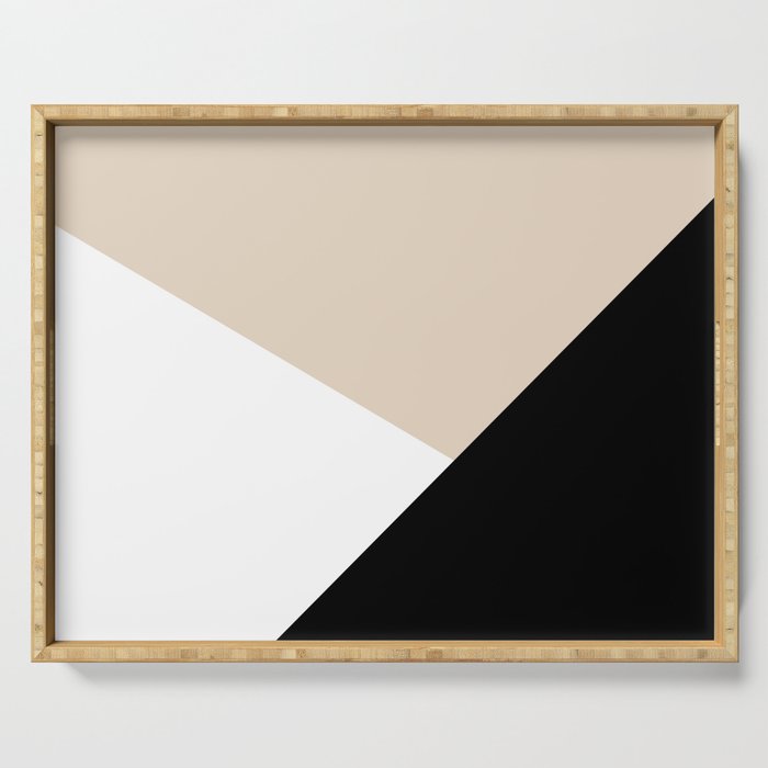 Black white and sand minimalist art Serving Tray Gallery Image 1