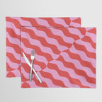Retro Wavy Abstract Pattern in Red & Pink Placemat Gallery Image 1