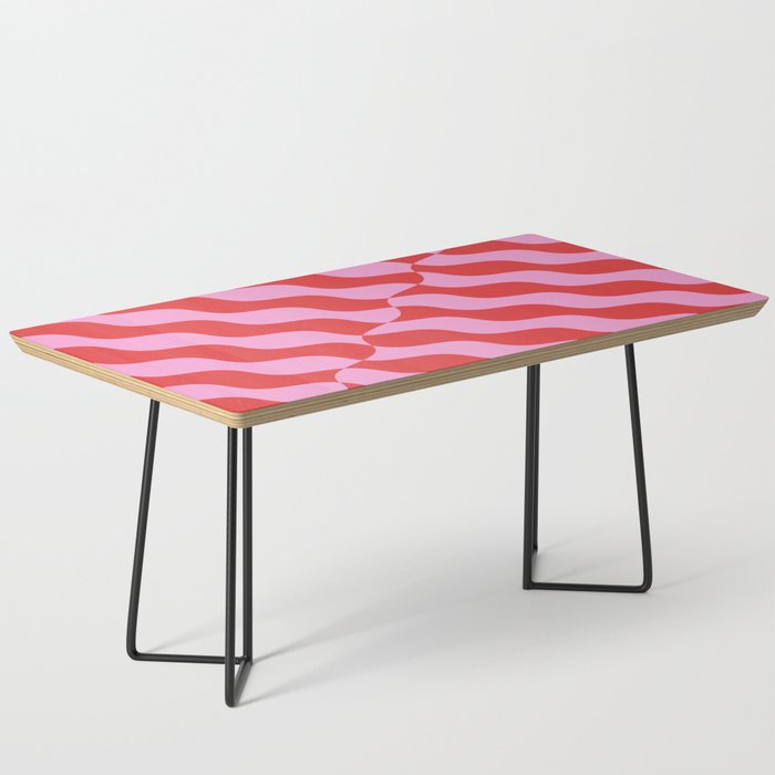 Retro Wavy Abstract Pattern in Red & Pink Coffee Table Gallery Image 1