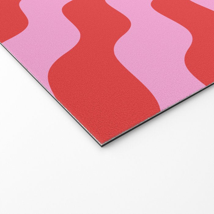 Retro Wavy Abstract Pattern in Red & Pink Welcome Mat Gallery Image 2