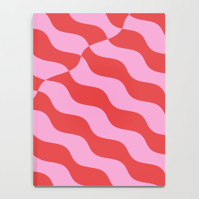 Retro Wavy Abstract Pattern in Red & Pink Notebook Gallery Image 4