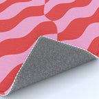 Retro Wavy Abstract Pattern in Red & Pink Rug Gallery Image 4
