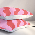 Retro Wavy Abstract Pattern in Red & Pink Pillow Sham Gallery Image 3
