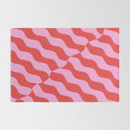Retro Wavy Abstract Pattern in Red & Pink Rug Gallery Image 2