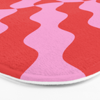 Retro Wavy Abstract Pattern in Red & Pink Bath Mat Gallery Image 3