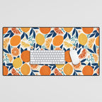 Citrus Fruits - Blue and Orange Desk Mat Gallery Image 1