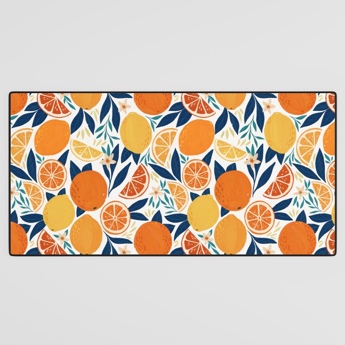 Citrus Fruits - Blue and Orange Desk Mat Gallery Image 3