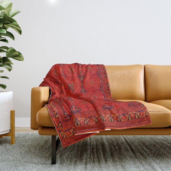 Red Oriental Heritage Bohemian Traditional Moroccan Style Throw Blanket Gallery Image 1