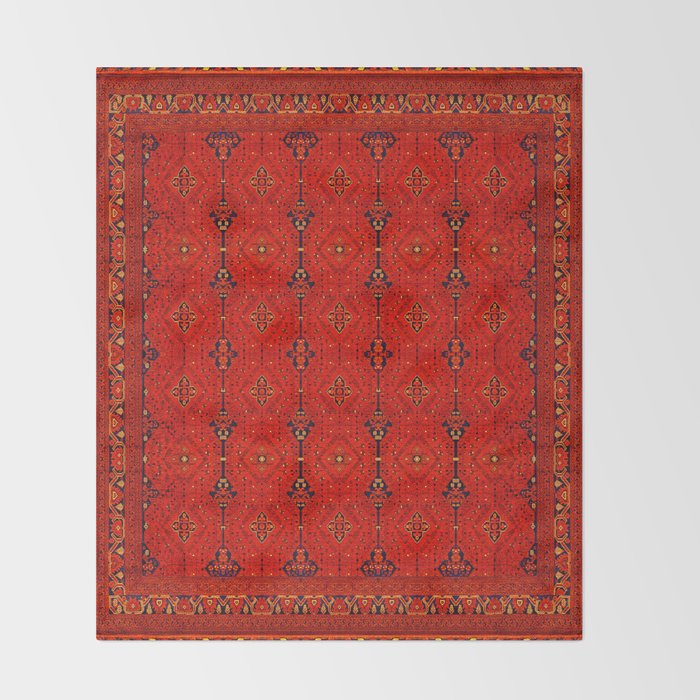 Red Oriental Heritage Bohemian Traditional Moroccan Style Throw Blanket Gallery Image 2