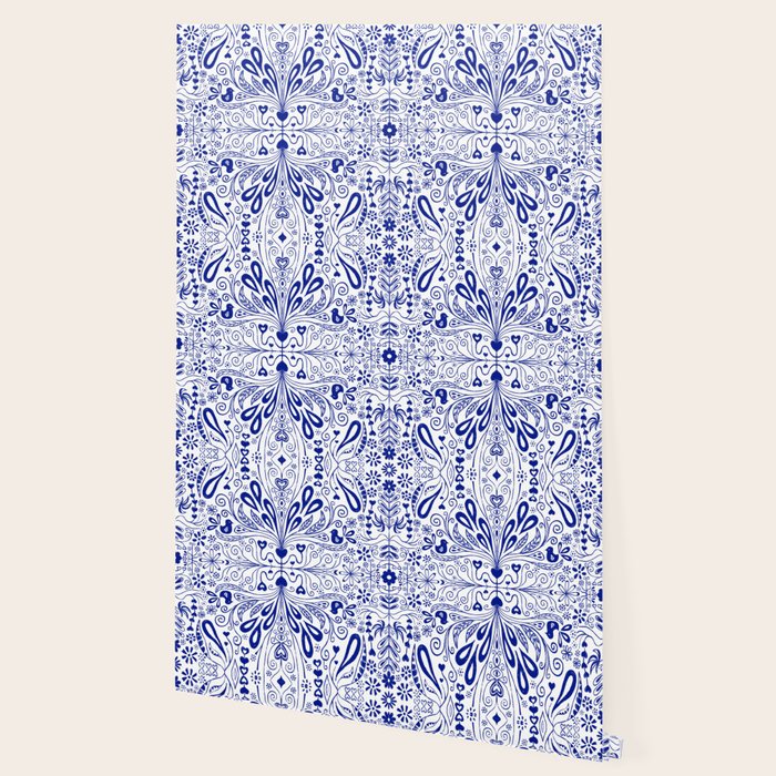 Chinoiserie Folk Seamless Pattern Wallpaper Gallery Image 2