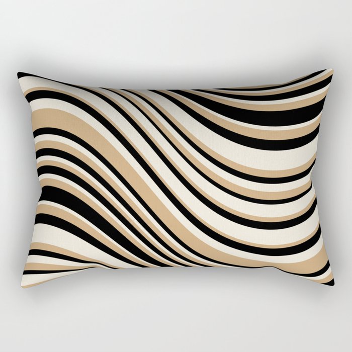 Wavy Stripes VII - Neutral Vintage Rectangular Pillow Gallery Image 2