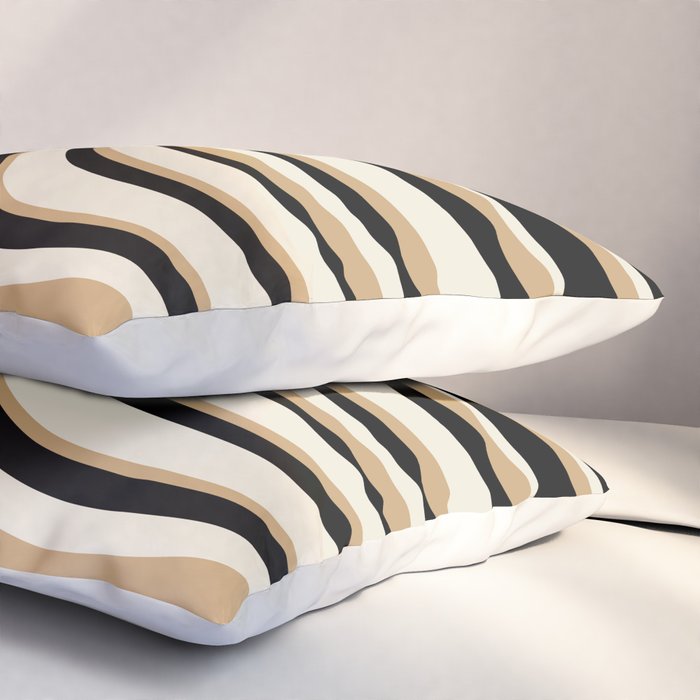 Wavy Stripes VII - Neutral Vintage Pillow Sham Gallery Image 3