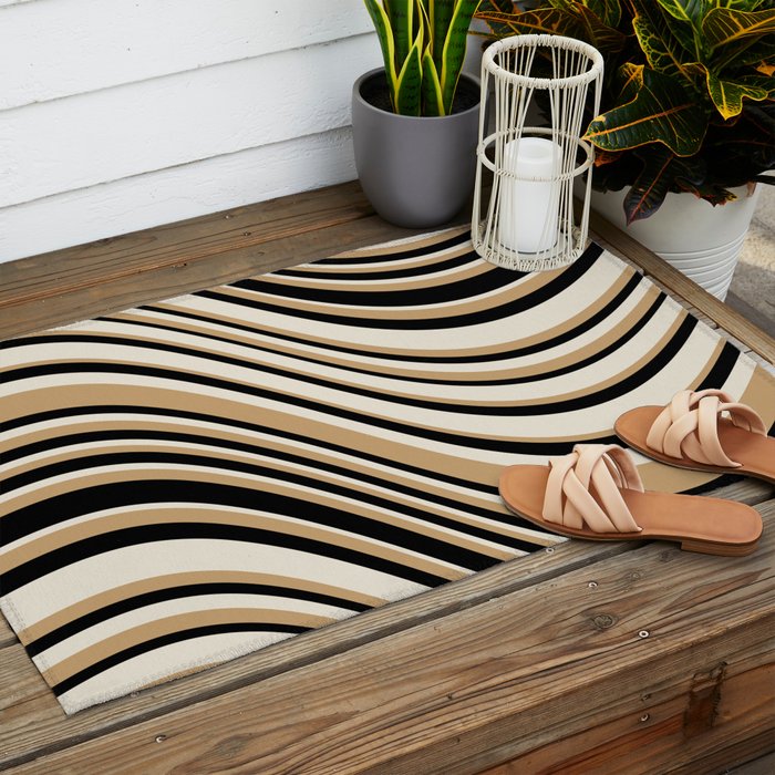 Wavy Stripes VII - Neutral Vintage Outdoor Rug Gallery Image 2