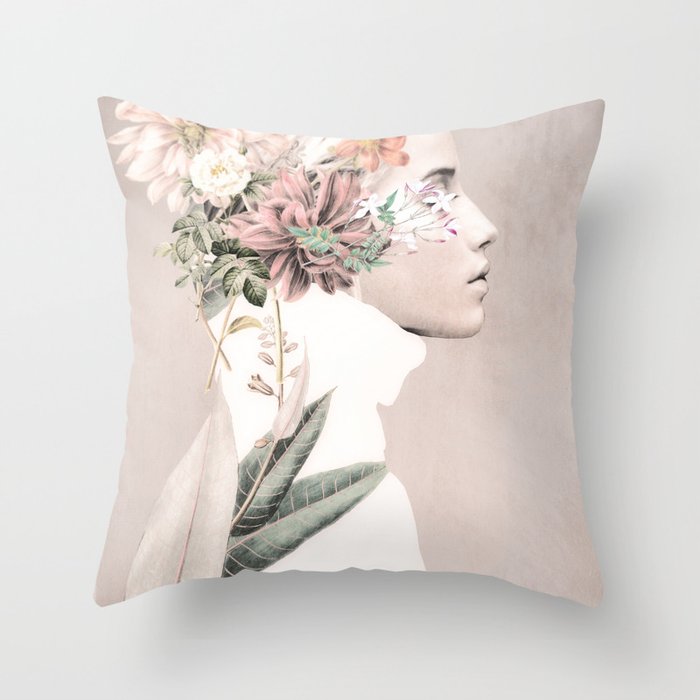 Floral Portrait 33 Throw Pillow Gallery Image 1