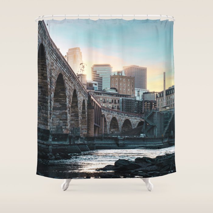 Minneapolis Sunset Shower Curtain Gallery Image 1