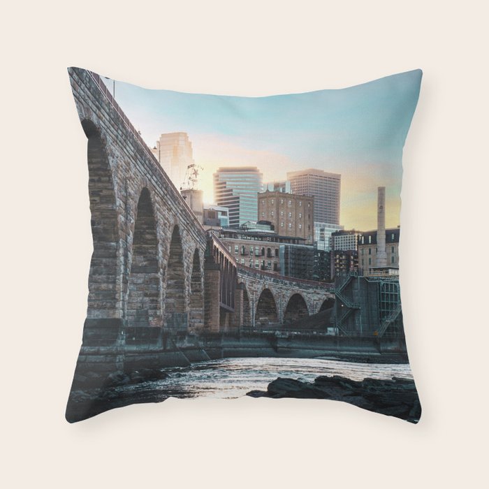 Minneapolis Sunset Throw Pillow Gallery Image 1