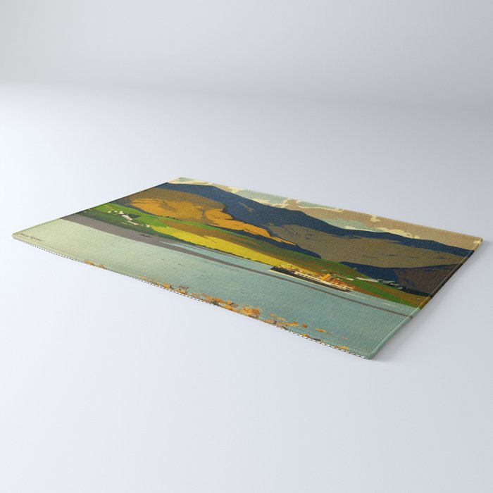Loch Awe Vintage Mid Century Art Travel Poster British Railways Colorful Landscape Rug Gallery Image 3