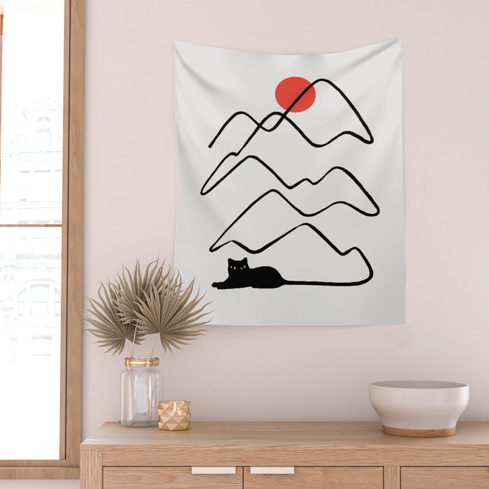 Cat Landscape 68 Wall Tapestry Gallery Image 2