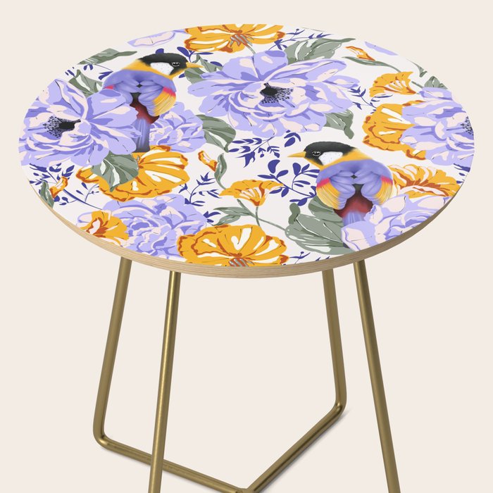 Colorful birds in garden flowers YL Side Table Gallery Image 2
