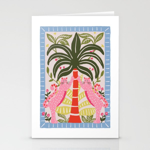 Modern Preppy Leopard Cat Jungle Oasis Stationery Card Gallery Image 2