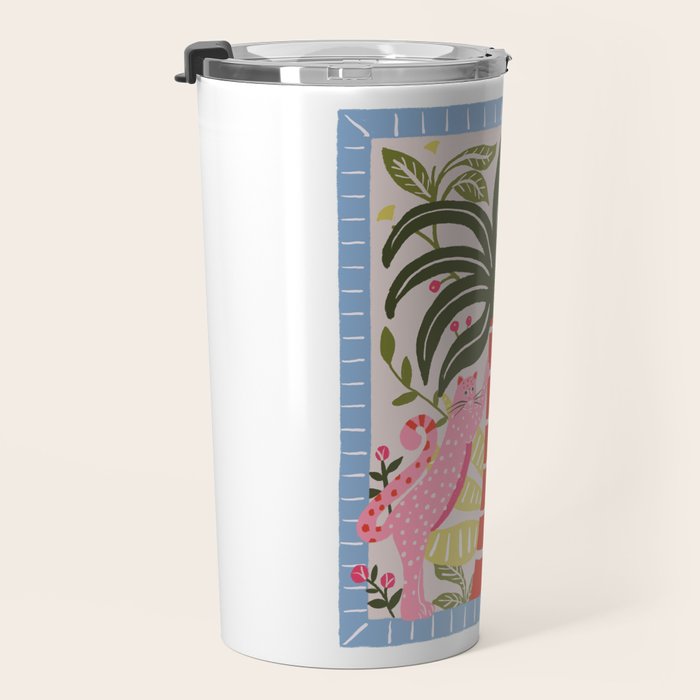 Modern Preppy Leopard Cat Jungle Oasis Travel Mug Gallery Image 3
