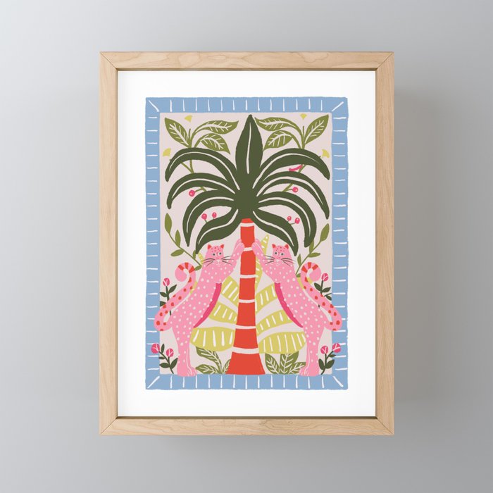 Modern Preppy Leopard Cat Jungle Oasis Mini Art Print Gallery Image 1