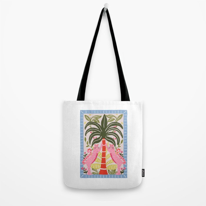 Modern Preppy Leopard Cat Jungle Oasis Tote Bag Gallery Image 2