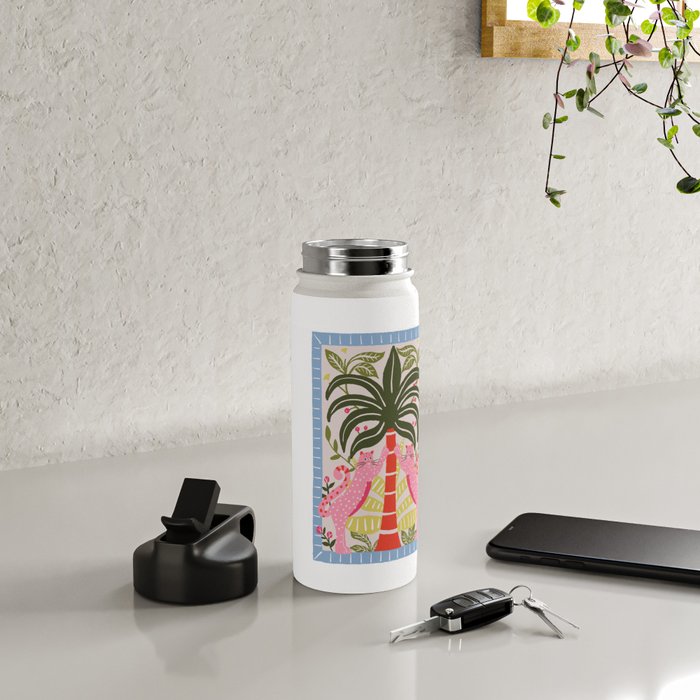 Modern Preppy Leopard Cat Jungle Oasis Water Bottle Gallery Image 4