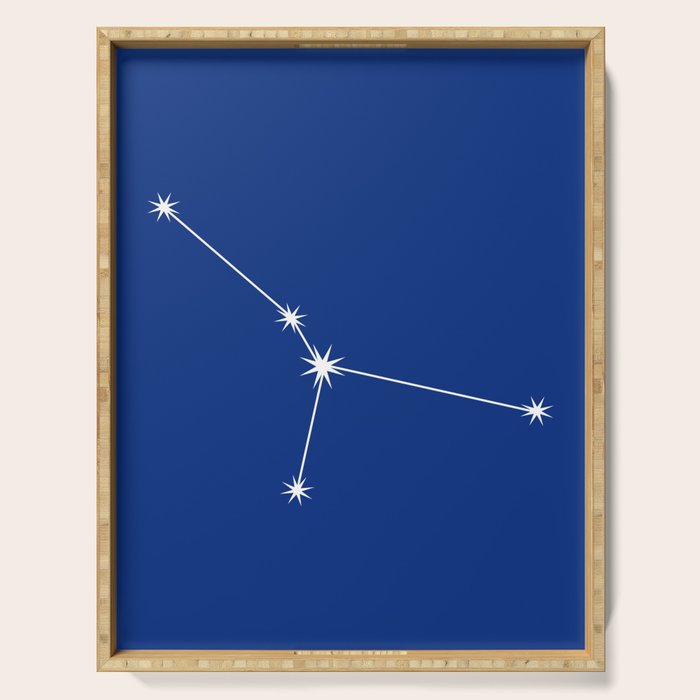 Cancer Zodiac Star Constellation Line Art Dark Blue Serving Tray Gallery Image 1
