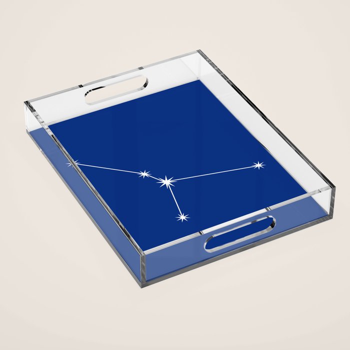 Cancer Zodiac Star Constellation Line Art Dark Blue Acrylic Tray Gallery Image 1