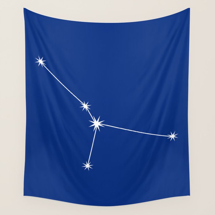 Cancer Zodiac Star Constellation Line Art Dark Blue Wall Tapestry Gallery Image 4