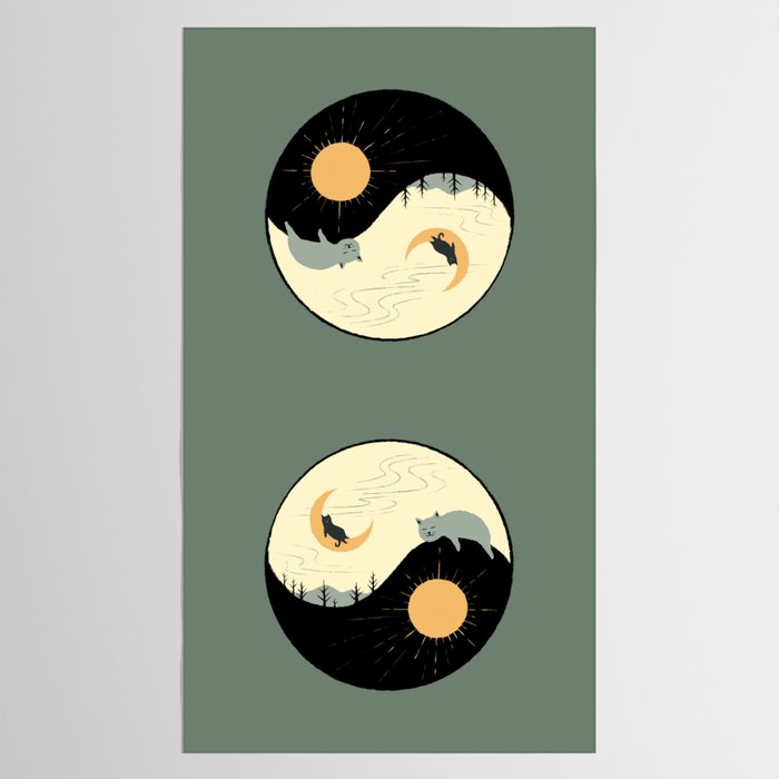 Hidden cat 36 yin yang balance Tablecloth Gallery Image 2