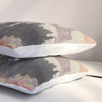 Storms over Keiisino - Winter Mountain & Forest Ukiyoe Nature Landscape in Pink, Blue, and Green Pillow Sham Gallery Image 3