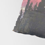 Storms over Keiisino - Winter Mountain & Forest Ukiyoe Nature Landscape in Pink, Blue, and Green Pillow Sham Gallery Image 4