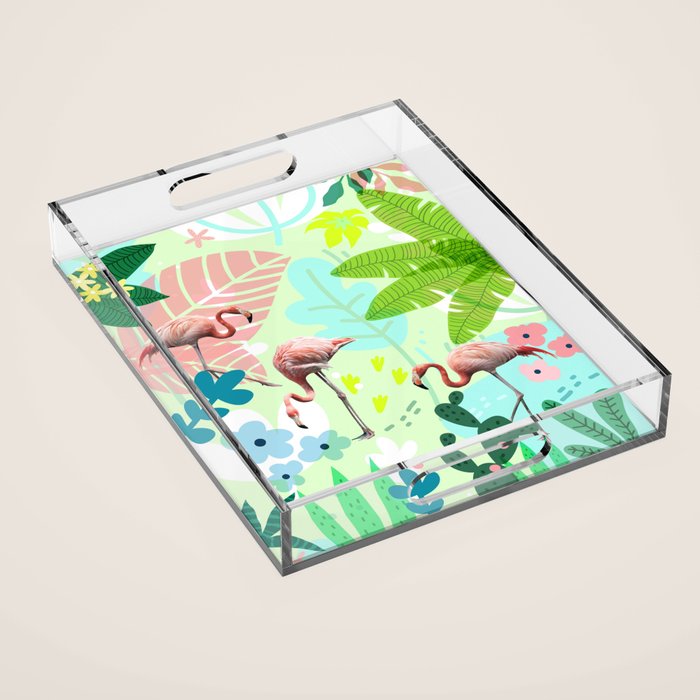 Flamingo jungle Acrylic Tray Gallery Image 1