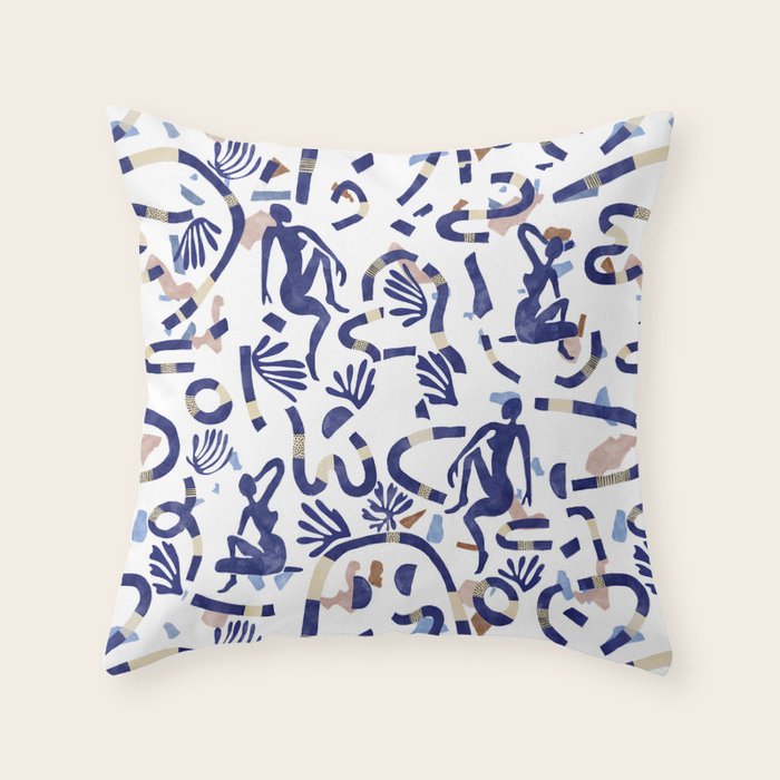 Abstract women between shapes II Throw Pillow Gallery Image 1