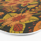 Orange, Peach, Olive Green & Dark Gray Floral Pattern Bath Mat Gallery Image 3