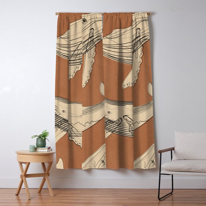 Modern Minimalist Abstract Whales 2 Window Curtain Gallery Image 5