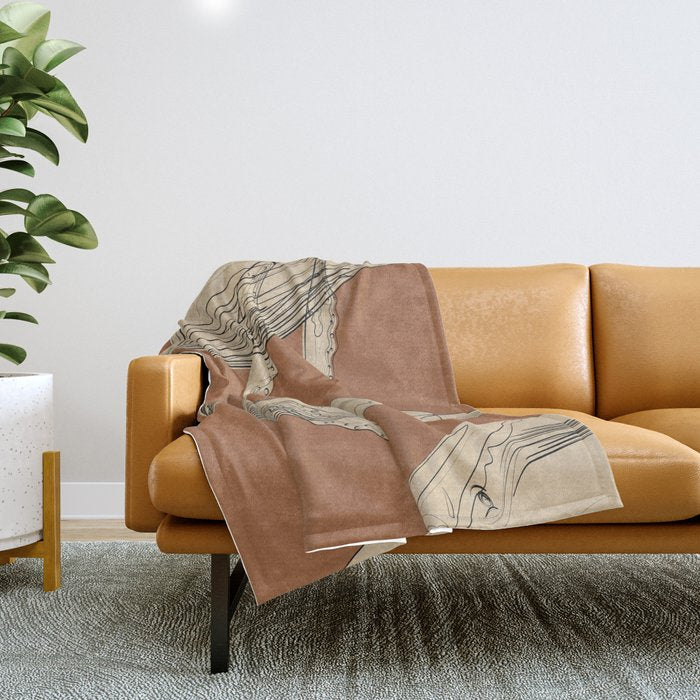 Modern Minimalist Abstract Whales 2 Throw Blanket Gallery Image 1