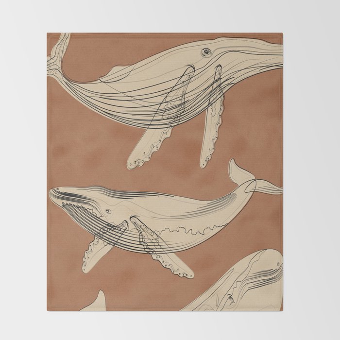 Modern Minimalist Abstract Whales 2 Throw Blanket Gallery Image 2
