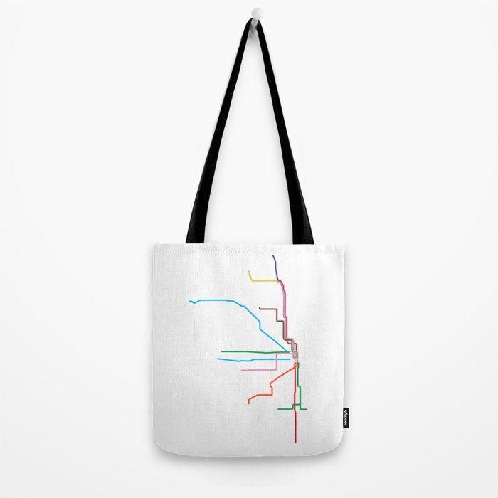 Chicago CTA Map, Chicago Train Map Art, Chicago L Train Map, Chicago Art, Chicago Wall Art, Map Art Tote Bag Gallery Image 2