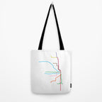 Chicago CTA Map, Chicago Train Map Art, Chicago L Train Map, Chicago Art, Chicago Wall Art, Map Art Tote Bag Gallery Image 2