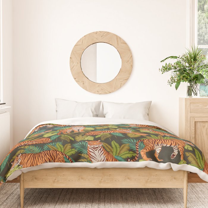 Jungle Cats In Charcoal Duvet Cover Gallery Image 3